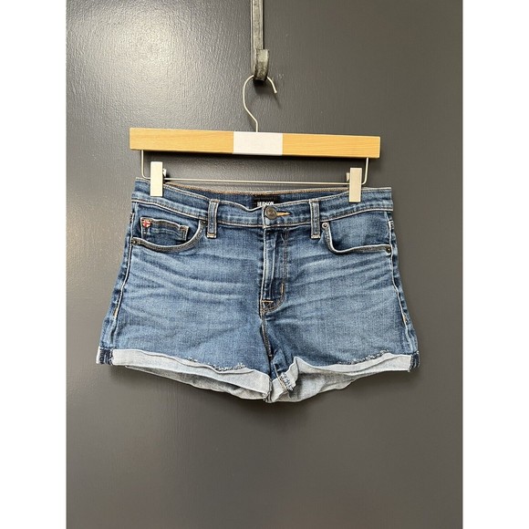 Hudson Womens Denim Blue Jean Shorts Stretch Cuffed Size 27 - Picture 1 of 5